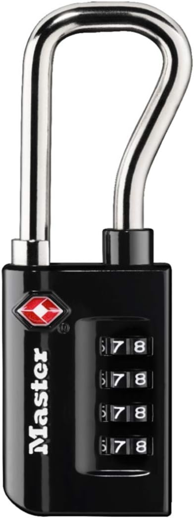 Candado Master Lock 4696EURDBLK de alta seguridad TSA con arco de acero endurecido de 6 mm y combinación de 4 dígitos.