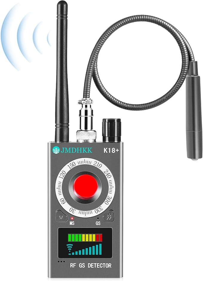 Detector de contraespionaje K18 con antena RF y sonda magnética para localización de rastreadores GPS