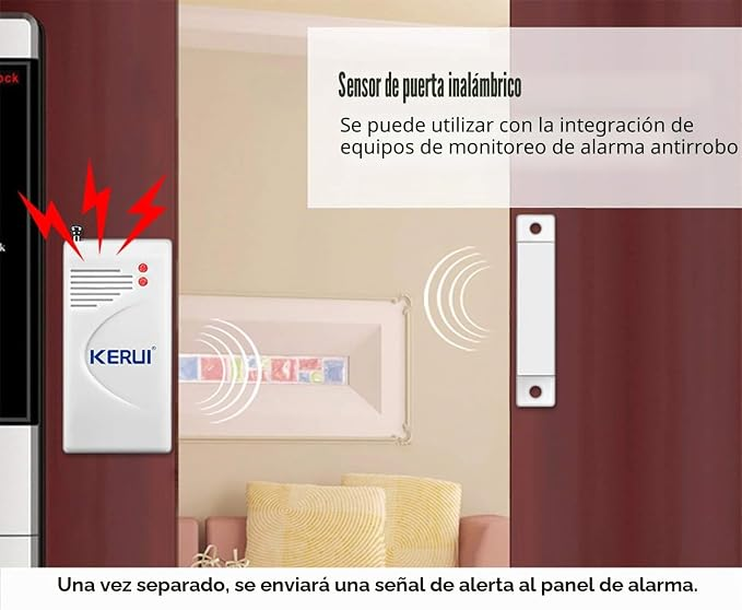Detector de rotura de vidrio KERUI 433MHz compatible con paneles de alarma universales inalámbricos