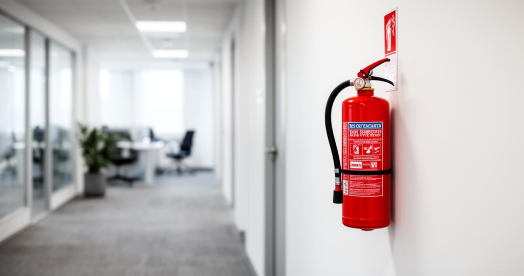 Extintor de aerosol compacto y ultraligero guardado en la guantera del coche para emergencias de incendios